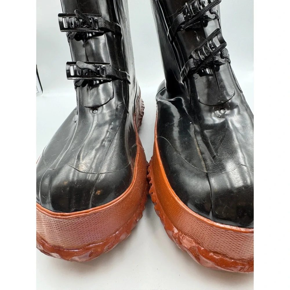 Ironwear Mens 5-Buckle Rubber Overboots Black Orange Waterproof Boots Size 11